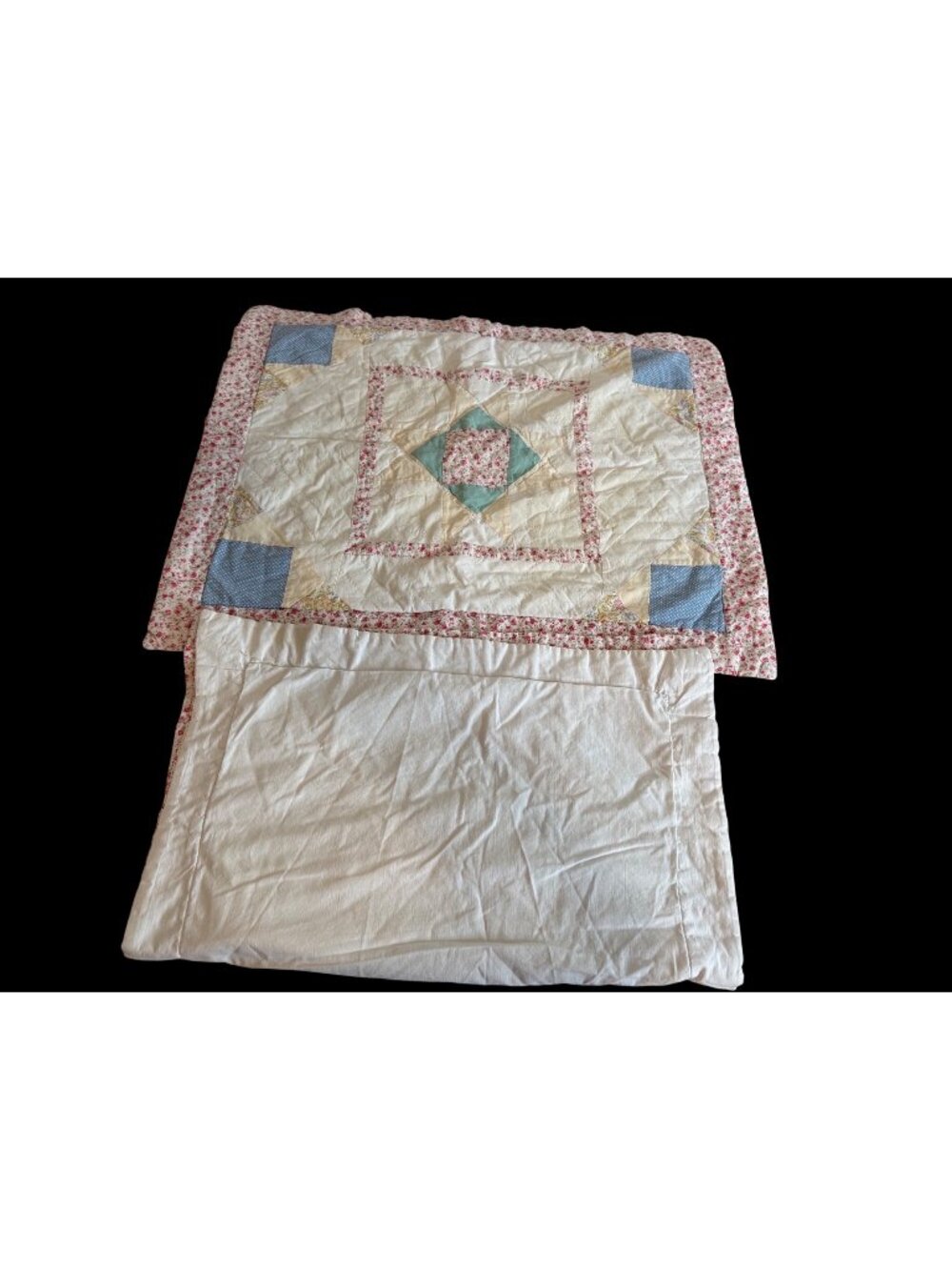 Vintage Patchwork Quilted Pillow Shams  Floral Primitive Farmhouse Cottagecore